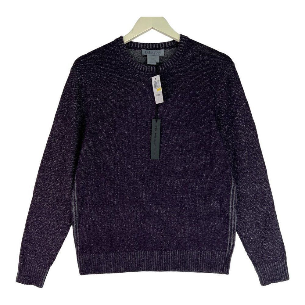 New Dylan Gray Classic Men US M Purple Grey Crew Neck Sweatshirt Cashmere 